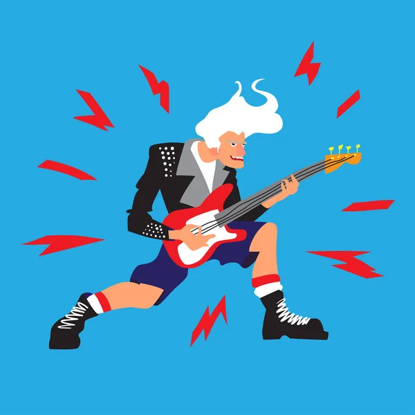 Musicien rock ou punk. Cool guitariste. La personne extraordinaire brûle à la guitare. Affiche pour la décoration d'un festival musical ou d'un concert. Flyer ou affiche de musique rock de festival . — Image vectorielle