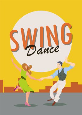 Salıncak Dansı. Dans festivali için poster. El ilanı veya sosyal danslar için reklam unsuru. Dans partisi poster vektör şablonu, olay el ilanı davetiyesi.
