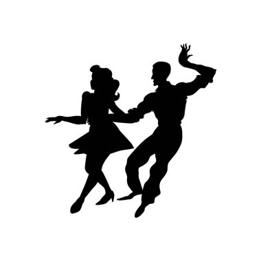 Erkek ve kadın dans salıncak silueti, Lindy hop, sosyal danslar