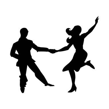 Erkek ve kadın dans salıncak silueti, Lindy hop, sosyal danslar