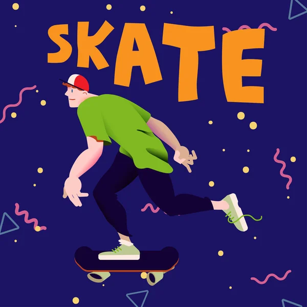 Крутой Скейтбордист Плакат Товары Скейтбордистов Текстом Skate — стоковый вектор