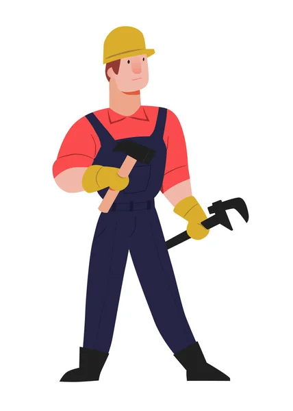 Ingeniero constructor. Ilustración de caracteres aislada sobre fondo blanco. Ilustración vectorial de personas en un estilo plano . — Archivo Imágenes Vectoriales