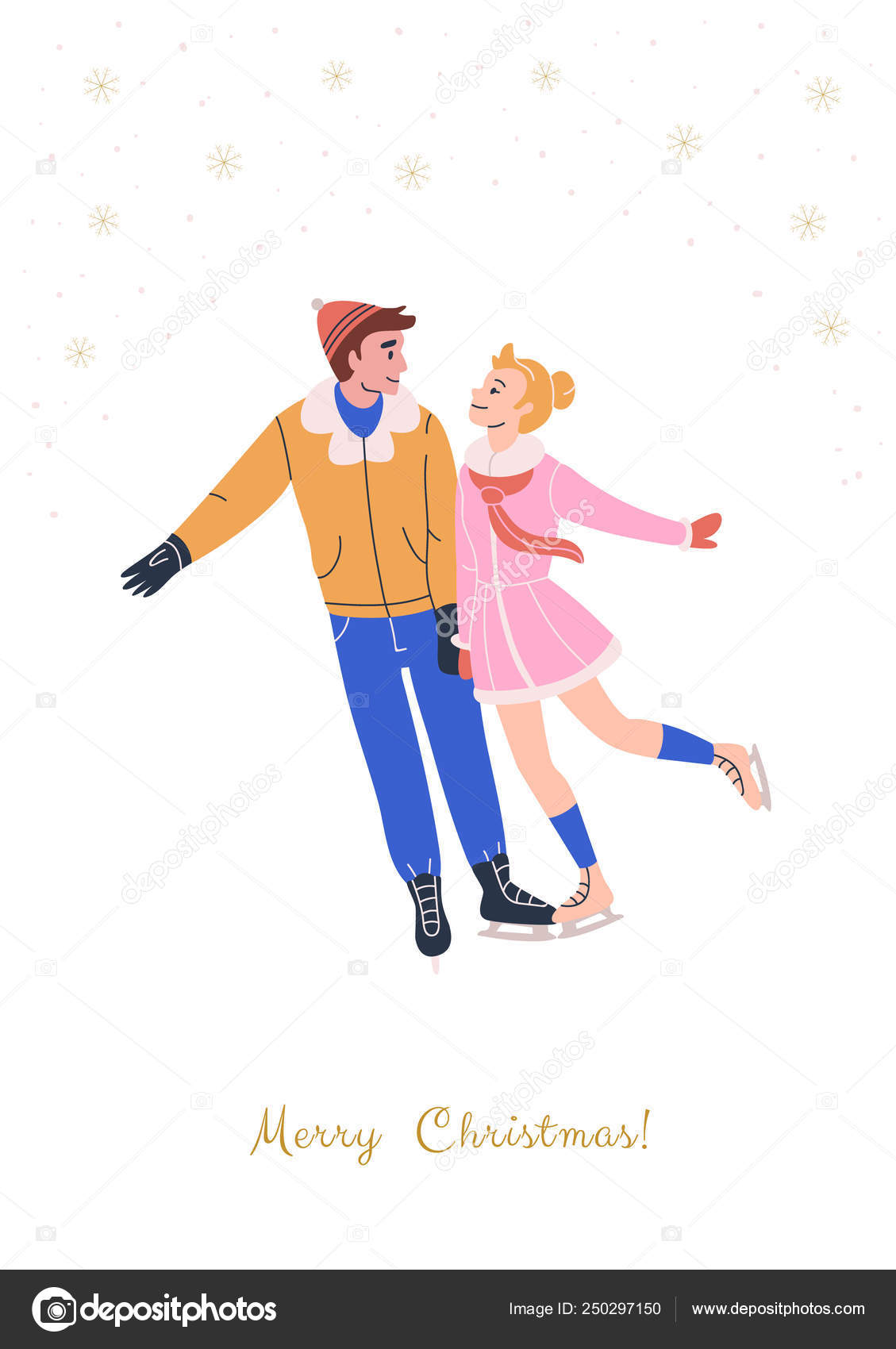 Skatin を踊る幸せな若いカップル フィギュア付きクリスマス グリーティング カード ストックベクター C Nastasiasosedova Skatin を踊る幸せな若いカップル フィギュア付きクリスマス グリーティング カード ストックベクター C Nastasiasosedova