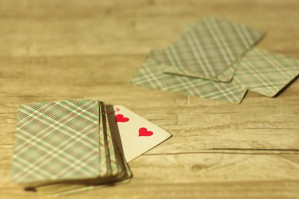 Playing Cards Lie Wooden Table1 — Stock Photo, Image