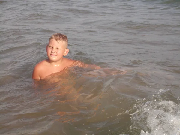 Türkei Seite Ein Junge Mit Blonden Haaren Der Meer Schwimmt — Stockfoto