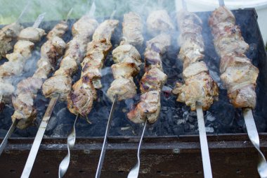 taze et parçaları şiş ve ızgara