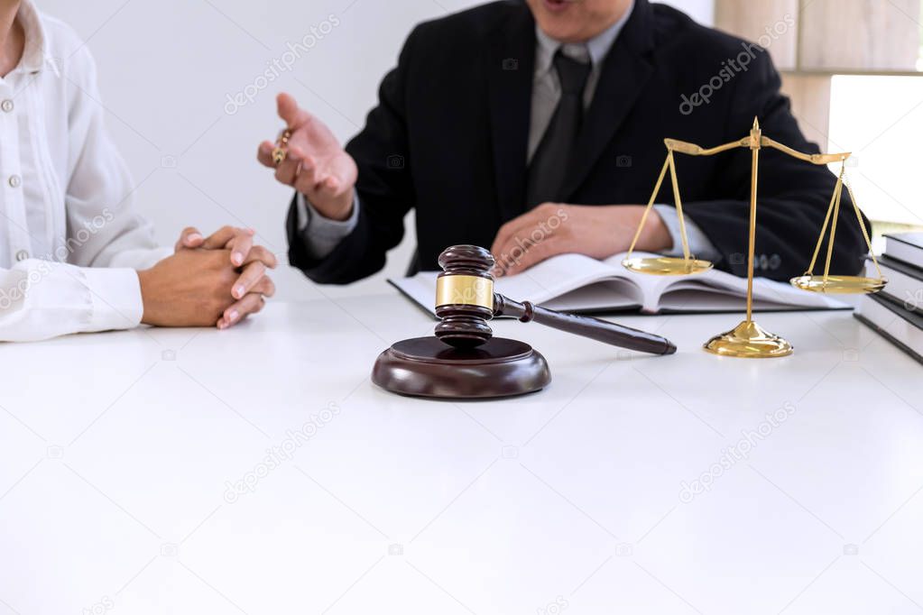 Customer service good cooperation, Consultation between a male lawyer and business people customer, tax and the company of real estate concept.