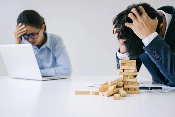 Boss Executive Team Feeling Stress Serious Fail Business Partners Holding — Stock Photo, Image