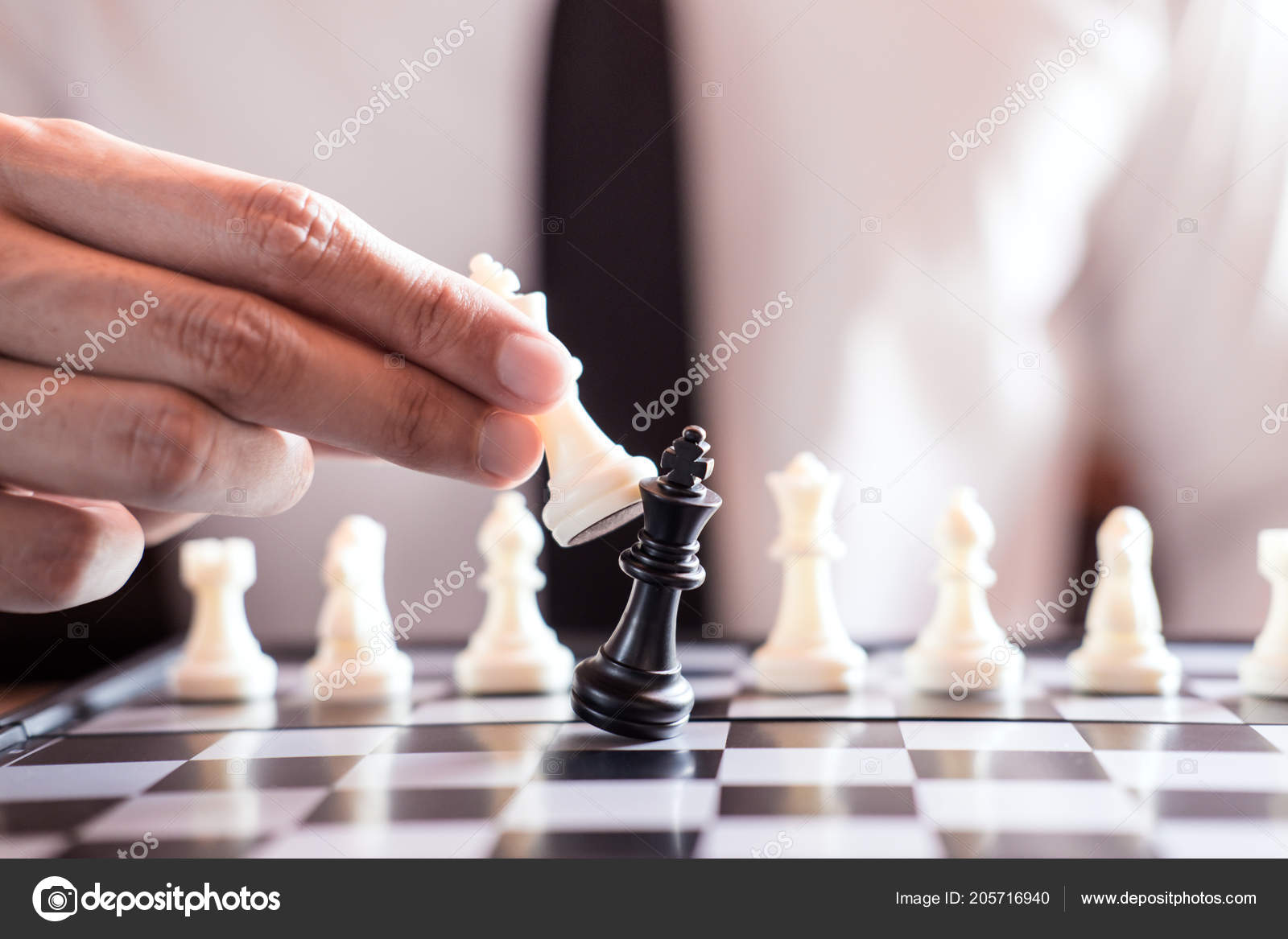 Hands Businessman Colleagues Playing Chess Game To Development Analysis New  Strategy Photo