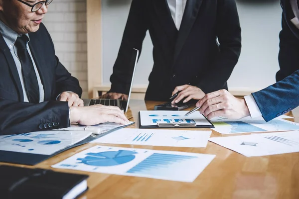 Werken Conferentie Business Team Collega Bespreken Werken Analyse Met Financiële — Stockfoto