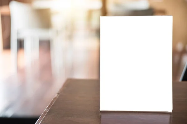 Mock Blank Menu Frame Table Coffee Shop Stand Your Text — Stock Photo, Image