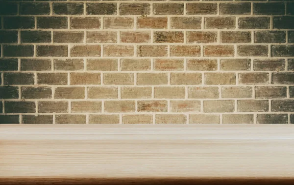 Kijelölt Fókusz Üres Fából Készült Asztal Fal Textúra Vagy Régi — Stock Fotó