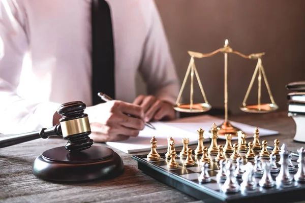 Legal Law Advice Justice Concept Professional Male Lawyers Working Courtroom — Stock Photo, Image