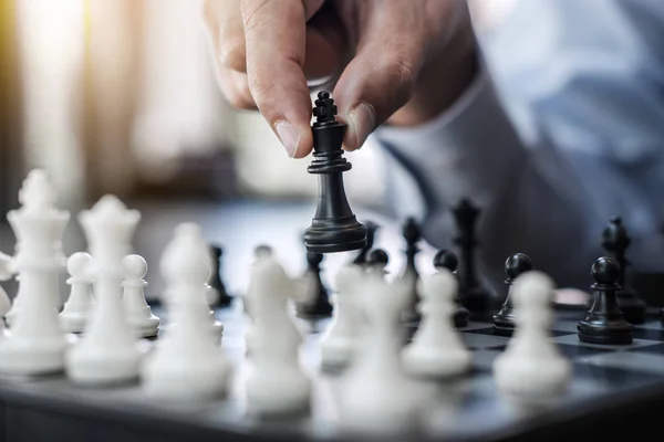 Hands Businessman Colleagues Playing Chess Game To Development Analysis New  Strategy Photo