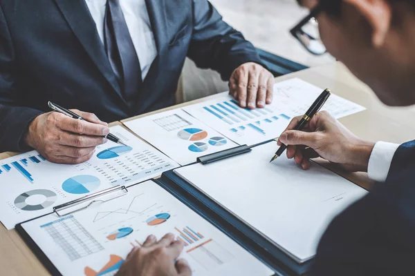 Finance Manager Meeting Discussing Company Growth Project Success Financial Statistics — Stock Photo, Image