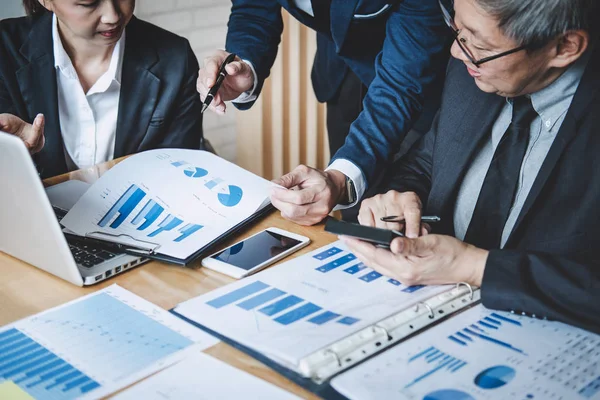 Werken Conferentie Business Team Collega Bespreken Werken Analyse Met Financiële — Stockfoto