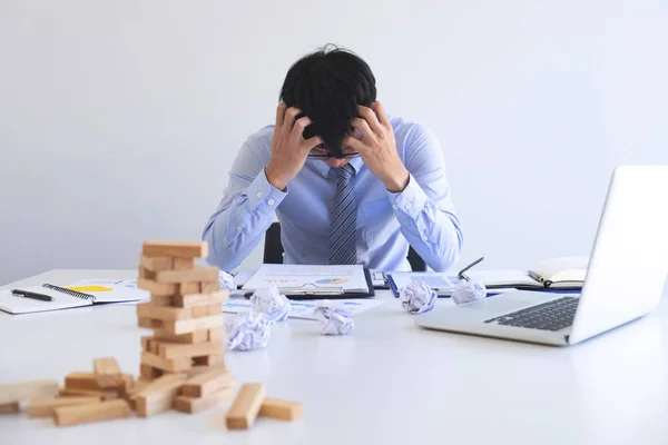 Businessman feeling stress and serious of fail business, Team di — Stock Photo, Image