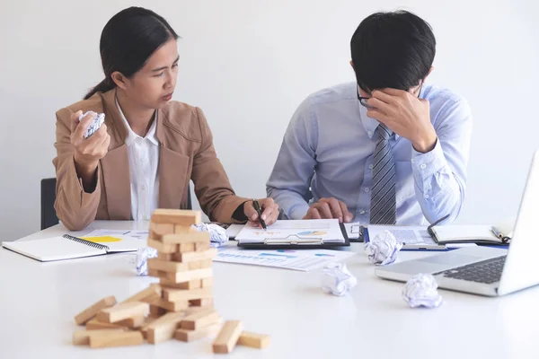 Blaming business concept, Female executive manager blaming emplo — Stock Photo, Image