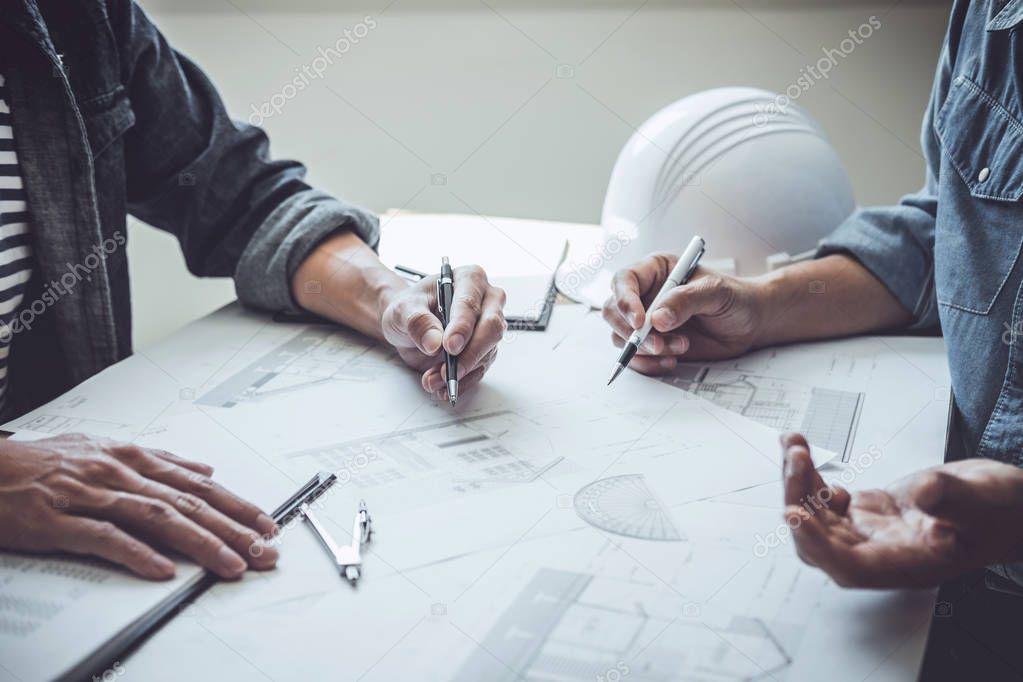 Construction and structure concept of Engineer or architect meet