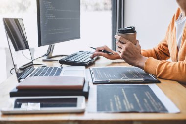 Programlama geliştirme de çalışan genç profesyonel programcı 
