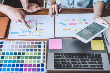 Yaratıcı Web / Grafik Tasarımcı planlama, çizim web sitesi Ekibi 