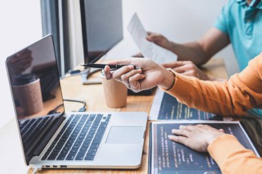 İki profesyonel programcı işbirliği ve web sitesinde çalışıyor 