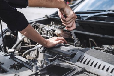 Hizmetleri araba motoru makinesi konsepti, otomobil mekanik repairm