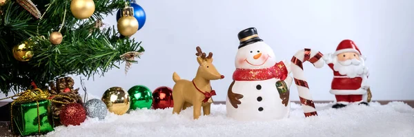 Vánoční Dekorace Dovolená Nebo Nový Rok Santa Claus Sněhulák Sněhu — Stock fotografie