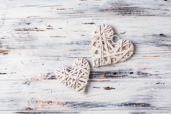 background with hearts, Valentine. Valentine\'s Day. Love. wicker hearts. Romantic photo. Place for text. Romantic background with copy space