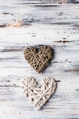 arka plan ile kalpleri, Valentine. Sevgililer günü. Seviyorum. Hasır kalpler. Metin için yer. arka plan kopya alanı