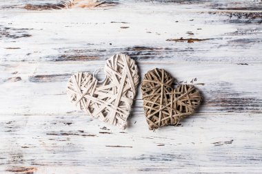 arka plan ile kalpleri, Valentine. Sevgililer günü. Seviyorum. Hasır kalpler. Metin için yer. arka plan kopya alanı