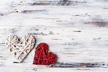 arka plan ile kalpleri, Valentine. Sevgililer günü. Seviyorum. Hasır kalpler. Metin için yer. arka plan kopya alanı