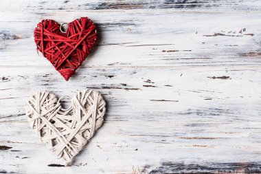 arka plan ile kalpleri, Valentine. Sevgililer günü. Seviyorum. Hasır kalpler. Metin için yer. arka plan kopya alanı