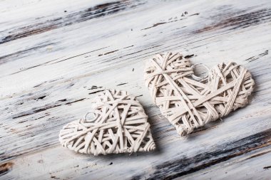 arka plan ile kalpleri, Valentine. Sevgililer günü. Seviyorum. Hasır kalpler. Metin için yer. arka plan kopya alanı