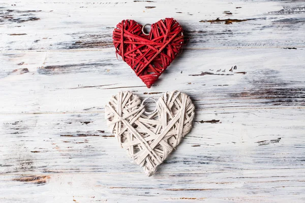 Background with hearts, Valentine. Valentines Day. Love. wicker hearts. Place for text. background copy space — Stock Photo, Image