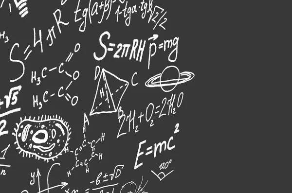 Science Symbols Formulas Math Chemistry Biology Physics Geometry Grey Background — Stock Photo, Image