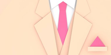 Hafif bej damat düğün elbise kravat ile 3d illüstrasyon kopya alanı kapatın