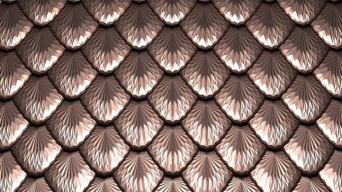 Golden scales horizontal textured abstract background 3D illustration clipart