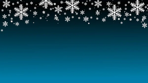 Weiße Schneeflocken Auf Schwarz Blauen Gradienten Winter Hintergrund Kopieren Raum — Stockfoto