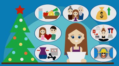 Kadın New Years kararlar 3d resimde yazıyor. Sağlıklı yemek için yıllık söz kavramını oftener aile ziyaret edin, kilo, yoga yapıyor, kan bağışı, sevgi ve hobi bulmak, daha fazla seyahat