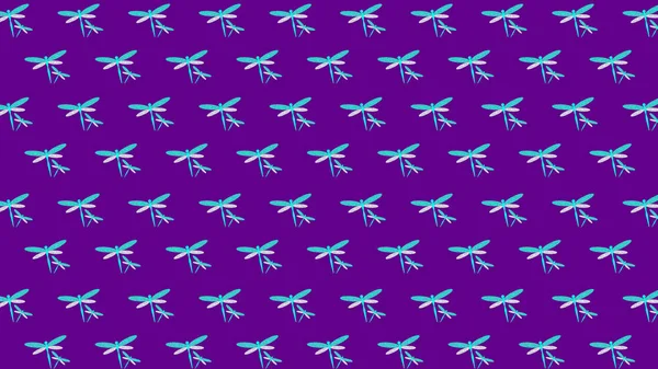 Сині Неонові Бабки Фіолетовому Весняному Фоні Горизонтальна Ілюстрація — стокове фото