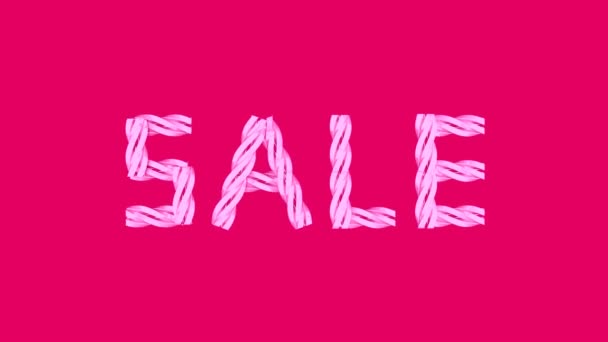 Big Plastic Word Sale Moving Elements Pink Background Looped Animation — Stockvideo