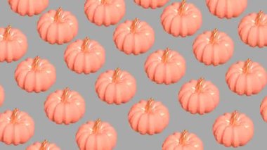 Gri arka plan üzerinde düşük poli tarzı nda hareketli kabak satırları 3d animasyon döngülü. Sonbahar hasat konsepti