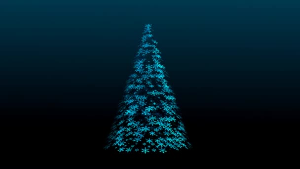 Christmas Tree Consists Blue Snowflakes Turns Looped Animation Gradient Background — Stock Video