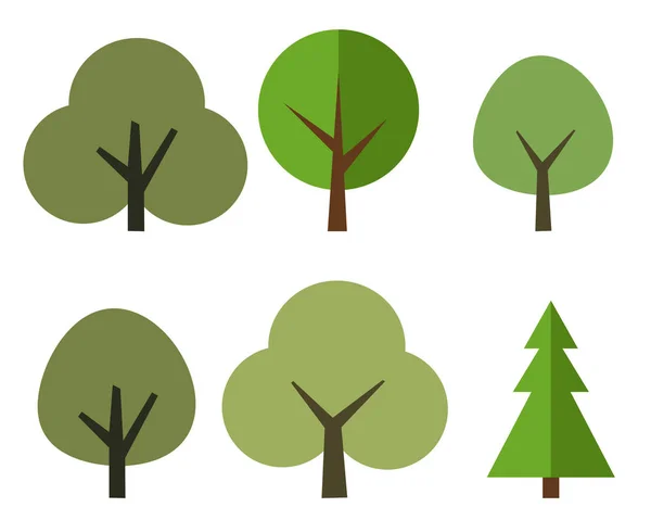 Zestaw Drzew Stylu Płaski Kształt Wektor — Wektor stockowy