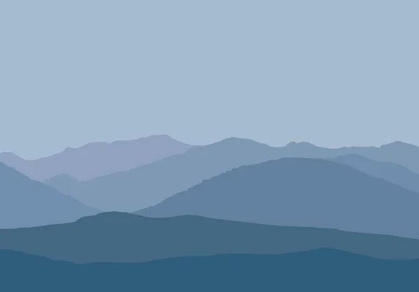 Ilustración Vectorial Picos Montaña Neblina Brumosa Bajo Cielo Gris Azul — Vector de stock