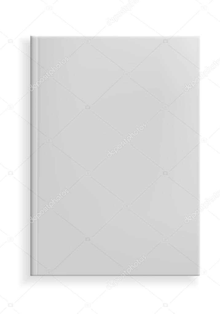 Vector realistic illustration of a book with white hardcover, isolated on white background