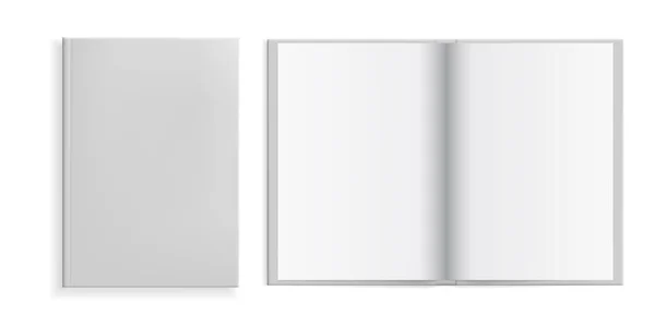 Set Van Vectorillustraties Open Gesloten Boek Witte Hardcover Geïsoleerde Witte — Stockvector