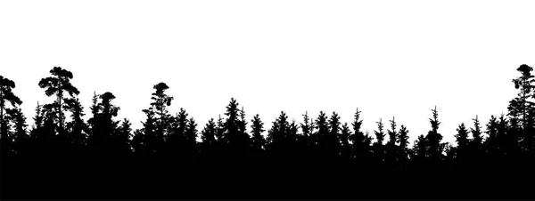 Реалистичный Силуэт Верхушки Дерева Хвойном Лесу Пространством Текста Вектор Изолированный — стоковый вектор