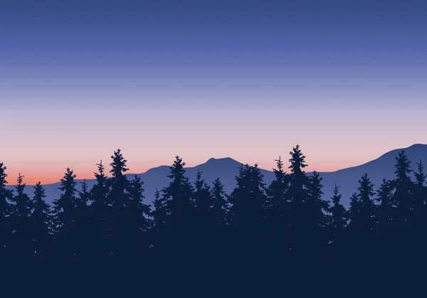 Vektor Illustration Einer Berglandschaft Mit Wald Und Baumwipfel Unter Einem — Stockvektor